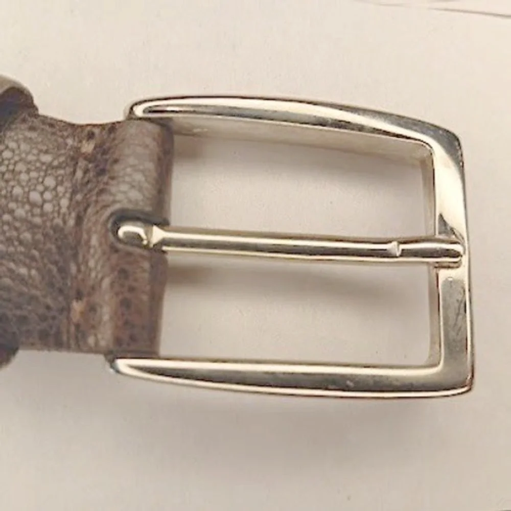 Cole Haan Leather Belt Mens 42 Brown Excellent Pebbled Solid Brass Italy A08526